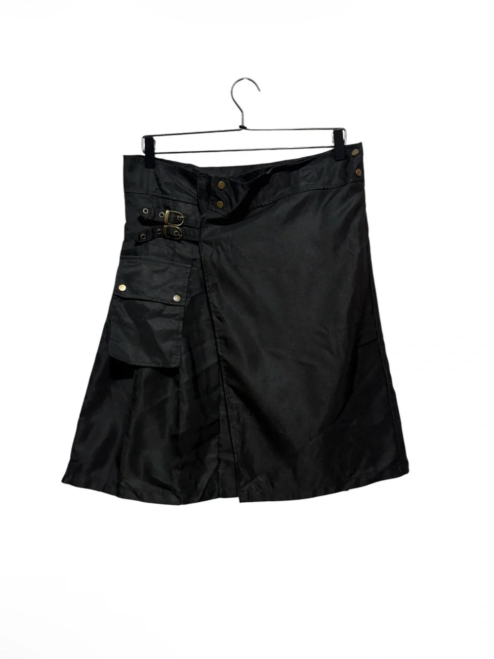 Black Pleated Utility Skirt with Side Pocket